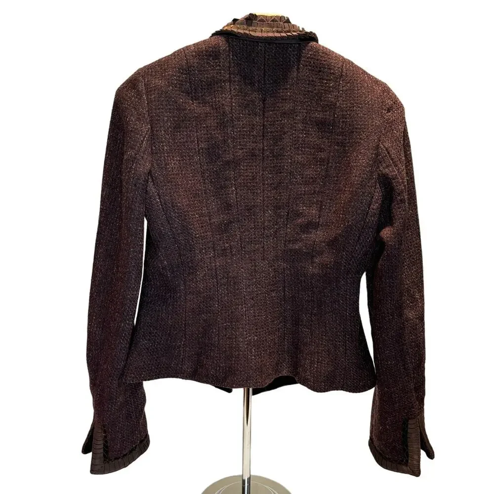 Women's Elie Tahari Reversible Virgin Wool Cashmere Elderberry BRUNA Jacket Sm.